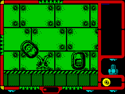 Autocrash (ZX Spectrum) screenshot: On reflection it may have been safer to walk around the outside