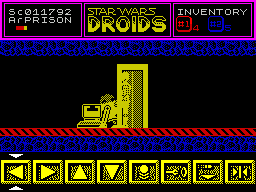 Star Wars: Droids (ZX Spectrum) screenshot: This lift requires the same light sequence puzzle to be solved before it can be used