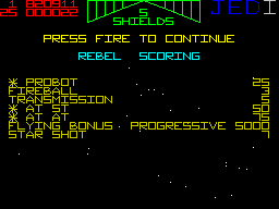Star Wars: The Empire Strikes Back (ZX Spectrum) screenshot: Different targets score different points