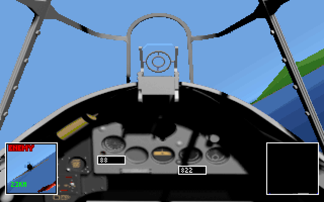 Evasive Action (DOS) screenshot: Flying the Grumman F4F Wildcat