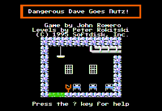 Dangerous Dave Goes Nutz! (Apple II) screenshot: Title screen