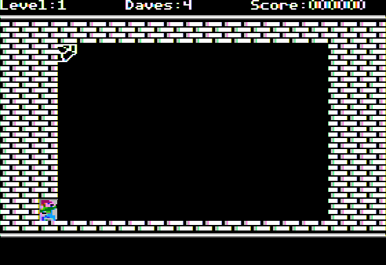 Dangerous Dave Goes Nutz! (Apple II) screenshot: Level 1