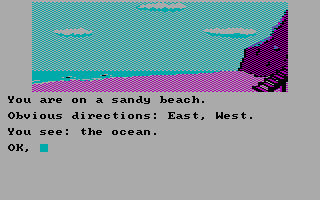 Sea Quest (DOS) screenshot: This sand is hot.... finally some stairs