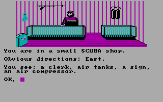 Sea Quest (DOS) screenshot: The Scuba shop