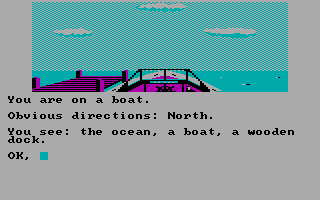 Sea Quest (DOS) screenshot: Time to take the boat out