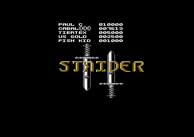 Strider 2 (Commodore 64) screenshot: Title