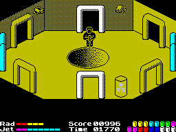 Chain Reaction (ZX Spectrum) screenshot: Dropped yellow rod into core