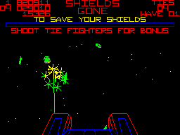 Star Wars: The Empire Strikes Back (ZX Spectrum) screenshot: Back in space, this time with Tie fighters