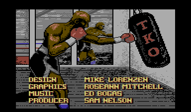 TKO (Commodore 64) screenshot: Title screen and credits