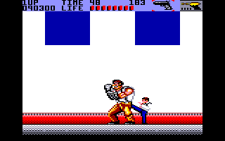 Sly Spy: Secret Agent (Amstrad CPC) screenshot: He doesn't even flinch with foot rammed up his...