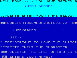 Invaders (ZX Spectrum) screenshot: High score name