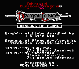 Dragons of Flame (NES) screenshot: Title Screen