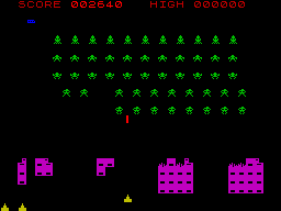 Space Intruders (ZX Spectrum) screenshot: Rapid fire almost destroyed my protection