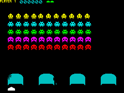 Invaders (ZX Spectrum) screenshot: Game start