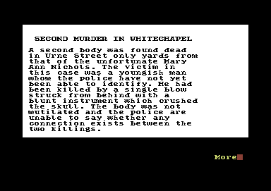 Jack the Ripper (Commodore 64) screenshot: Killed by the Ripper