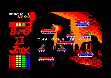Bomb Jack II (Amstrad CPC) screenshot: I lost all my lives. The game is over.