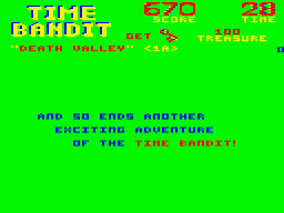 Time Bandit (Dragon 32/64) screenshot: Game over