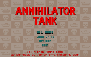 Annihilator Tank (DOS) screenshot: The game loads to this screen