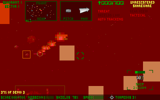 Astro3D (DOS) screenshot: This is not good news - something has hit Sed's ship