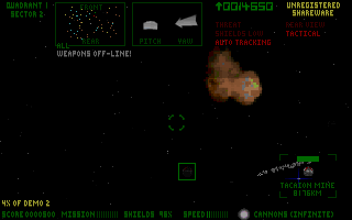 Astro3D (DOS) screenshot: Many screen shots come from the game demo because the action is so frantic its hard to take screen shots when playing. This is one
