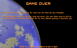 Astro3D (DOS) screenshot: Game over