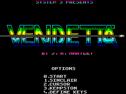 Vendetta (ZX Spectrum) screenshot: Game options