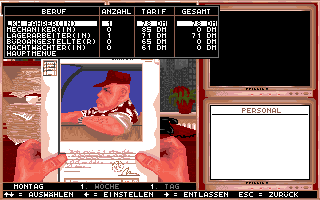Transworld (DOS) screenshot: Hiring new drivers