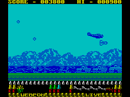 P47 Thunderbolt (ZX Spectrum) screenshot: Speeding up to bomb another train