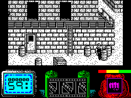 Vendetta (ZX Spectrum) screenshot: two screens to the right : snipers appear up there too but at least I can get to them now