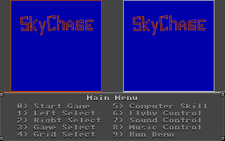 SkyChase (Amiga) screenshot: Main Menu