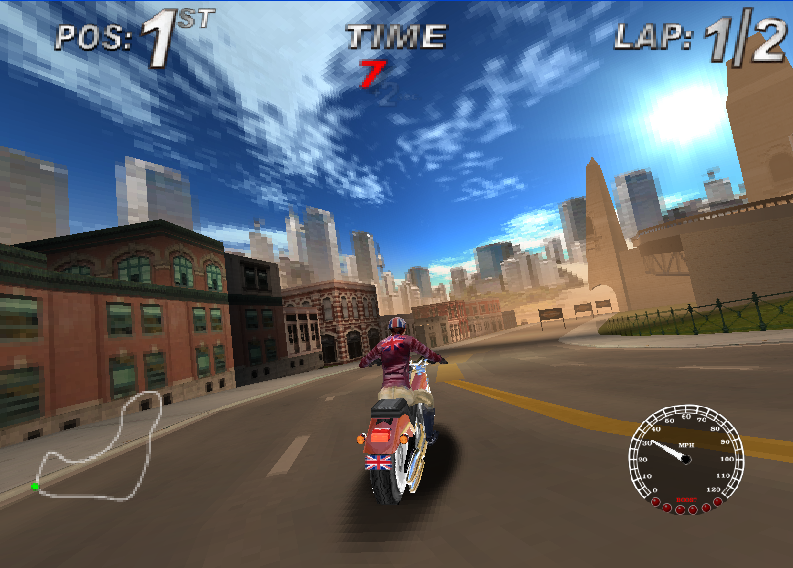 Harley-Davidson: Race Around the World (Windows) screenshot: Time trial in Arizona
