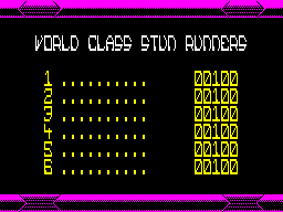 S.T.U.N. Runner (ZX Spectrum) screenshot: Hi-Score table