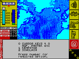 The Hunt for Red October (ZX Spectrum) screenshot: Keyboard selection