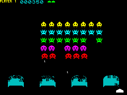 Invaders (ZX Spectrum) screenshot: Removing a few rows