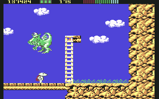 Impossamole (Commodore 64) screenshot: The second boss is a dragon
