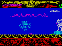 Mythos (ZX Spectrum) screenshot: Bad hair day, no, came too close to a snake!