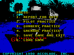 Gunboat (ZX Spectrum) screenshot: Game menu