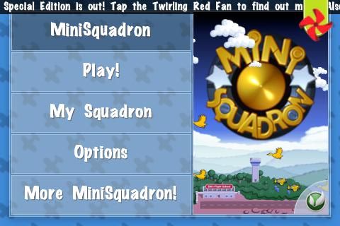 MiniSquadron (iPhone) screenshot: Title / main menu