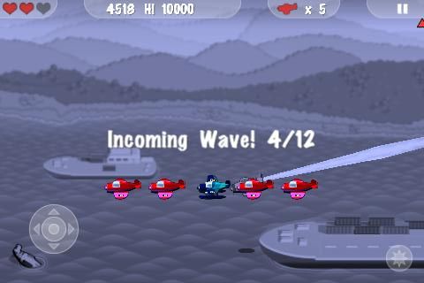 MiniSquadron (iPhone) screenshot: Next wave - shows incoming plane types