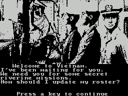 Gunboat (ZX Spectrum) screenshot: This leads to the player id &rank screen