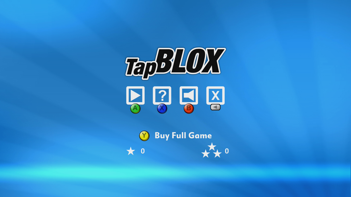 TapBlox (Xbox 360) screenshot: Main menu (Trial version)