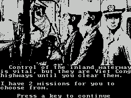 Gunboat (ZX Spectrum) screenshot: Mission selection coming up