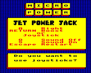 Jet Power Jack (Electron) screenshot: Loading screen with the option of using a joystick