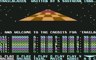 Trailblazer (Commodore 64) screenshot: Highscores