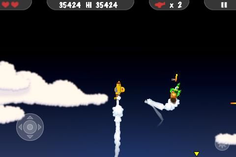 MiniSquadron (iPhone) screenshot: Clawing for altitude - currently high score