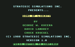 Sons of Liberty (Commodore 64) screenshot: Title and credits