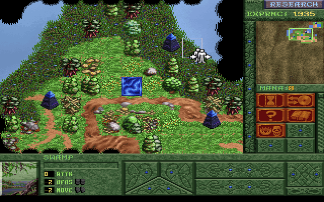 Blood & Magic (DOS) screenshot: Build up your mana generation base early