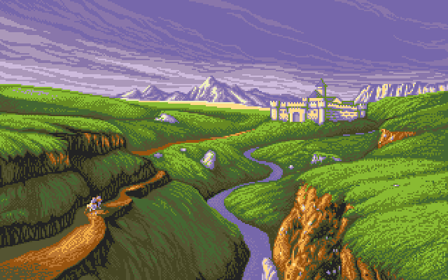 Lands of Lore: The Throne of Chaos (PC-98) screenshot: Lands of Lore is exclusively 16 colors on PC-98.