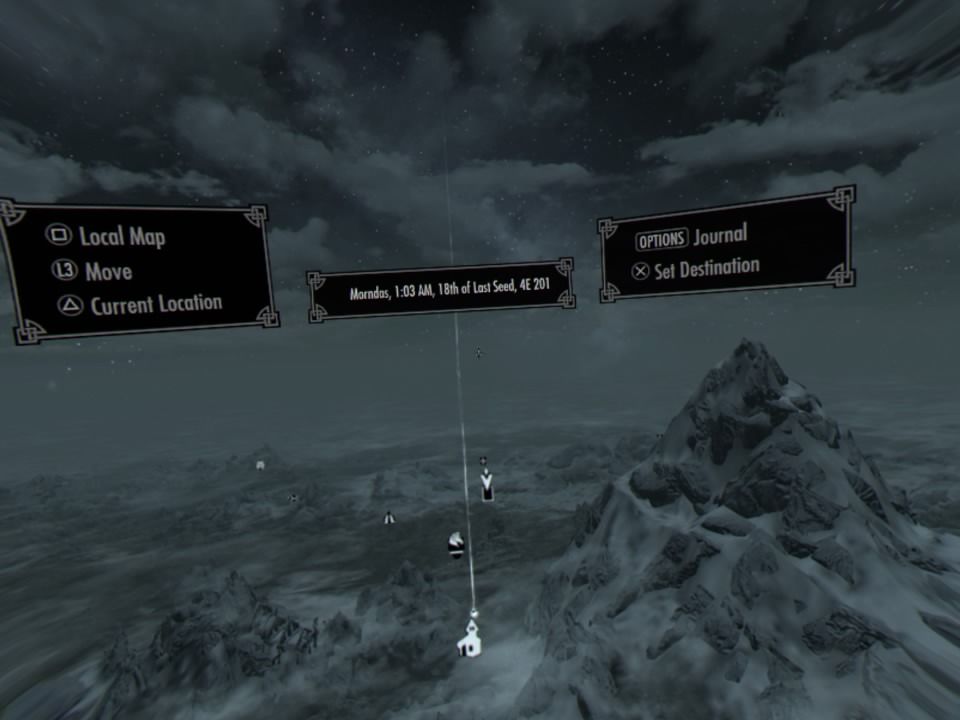 The Elder Scrolls V: Skyrim VR (PlayStation 4) screenshot: Skyrim VR - World map