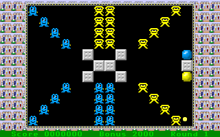 Dr. Rudy 2 (DOS) screenshot: Round 1 on easy, the ball is always yellow at the start